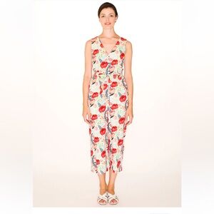 PEPALOVES Anthropologie Blossom‎ Floral Linen Jumpsuit Sleeveless Crop XS